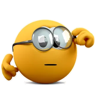 🙃 อิโมจิ, กำลังคิด, แว่นตา, สงสัย, ครุ่นคิด telegram sticker