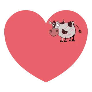 ❤️ vaca, corazón, animal, amor, lindo, dibujos animados whatsapp sticker