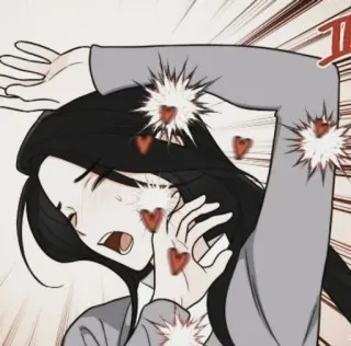❤️‍🔥 miłość, serca, kreskówka, kobieta, szok telegram sticker
