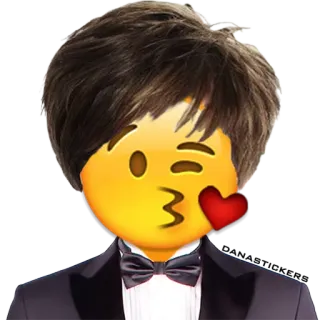 😘 Эмодзи, Поцелуй, Подмигивание, Мужчина, Смокинг, Сердце telegram sticker