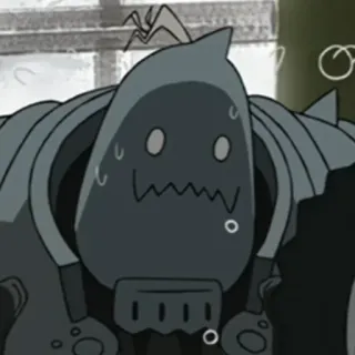 😖 Alphonse Elric Fullmetal Alchemist อนิเมะ, การ์ตูน, ชุดเกราะ, เหงื่อออก, กังวล telegram sticker