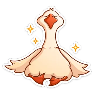 🤤 ganso, animal, pássaro, desenho animado, brilhos, pacífico, relaxado telegram sticker
