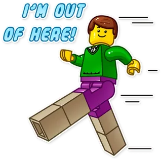 🏃‍♂️ I'M OUT OF HERE! Lego, Mężczyzna, Idący, Kreskówka, Osoba telegram sticker