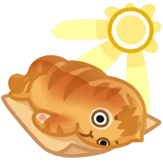 ☀ chat, dormir, soleil, animal, mignon, dessin animé telegram sticker