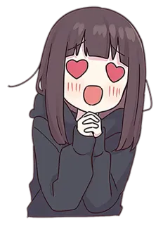 😍 anime girl, love, heart eyes, cartoon, cute, kawaii, girl, animated telegram sticker