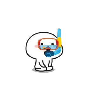 🏊 cartoon, snorkeling, cute, diving, white, character, swimming, water telegram sticker