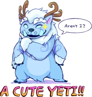 ❄ Aren't I?
A CUTE YETI!! йети, милый, монстр, мультфильм telegram sticker