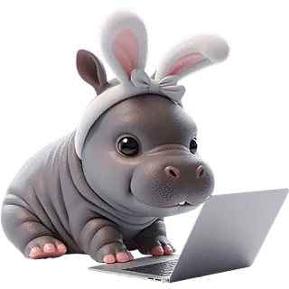 💻 ippopotamo, coniglio, computer, laptop, animale, carino, kawaii telegram sticker