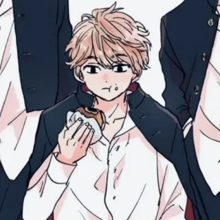 〰 アニメ, 漫画, 男, ドーナツ, 食べる, 可愛い telegram sticker