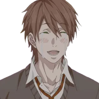 😭 Anime, Chico, Llorando, Feliz, Uniforme escolar telegram sticker