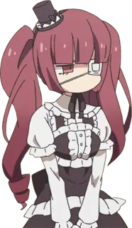 😒 Anime, Personaje, Vestido, Chica, Pelo rojo, Parche whatsapp sticker