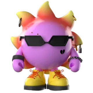 😎 การ์ตูน, ตัวละคร, แว่นกันแดด, สีชมพู, 3D, แฟชั่น, สไตล์ telegram sticker
