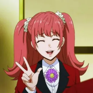 🌟 Anime, Chica, Dibujo animado, Personaje, Sonriendo, Signo de la paz whatsapp sticker