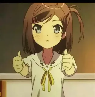 👍 anime girl, thumbs up, cute, school uniform telegram sticker