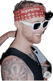 🕵️ SUPREME hombre, gafas, bandana, tatuaje, sonrisa telegram sticker
