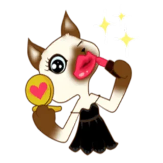 💄 cervo, trucco, rossetto, specchio, cuore, scintillio, vestito, carino, kawaii whatsapp sticker