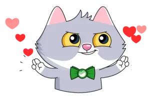 ❤️ chat, dessin animé, coeurs, animal, mignon, autocollant telegram sticker