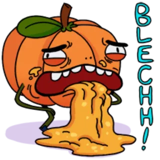 😓 BLECH! krank, eklig, Cartoon, kotzen, erbrechen, orange telegram sticker