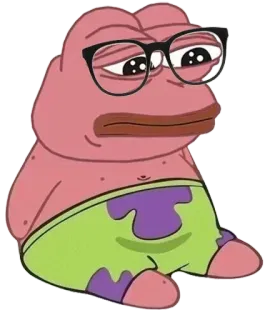 🐸 Patrick Star SpongeBob SquarePants 派大星, 海绵宝宝, 梗, 眼镜, 伤心, NPC, 查德 telegram sticker