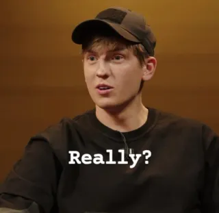 😯 Really? человек, вопрос, выражение, диалог telegram sticker