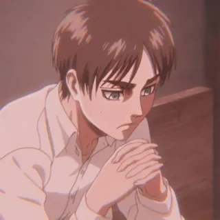 🥰 Eren Yeager Attack on Titan Anime, Manga, Personaggio, Serio, Triste, Pensieroso telegram sticker