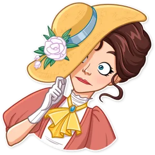 😳 wanita, topi, kuno, gaun, vintage, karakter, bersejarah telegram sticker