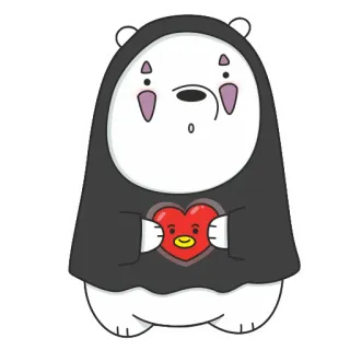 😘 oso, dibujos animados, corazón, lindo, We Bare Bears, Ice Bear telegram sticker