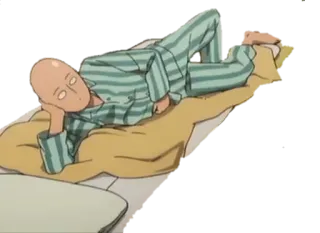 😐 Saitama One Punch Man Аниме, Герой, Лысый, Ленивый, Расслабляющий telegram sticker