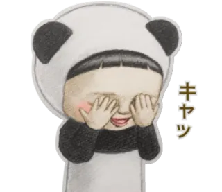 👻 キャッ 可爱, 熊猫, 女孩, 卡哇伊, 日式 telegram sticker