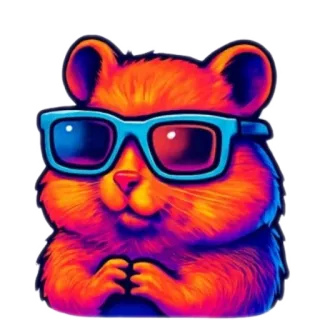 🐱 แฮมสเตอร์, เท่, แว่นตา, สัตว์, หนู, นีออน, สติกเกอร์ telegram sticker