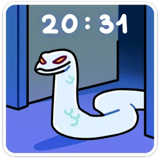 🐍 20 : 31 slang, cartoon, griezelig, monster, tijd, deur telegram sticker