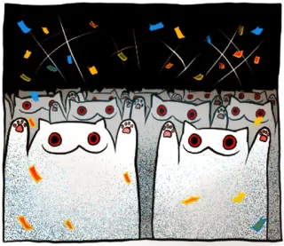 🐱 gatos, confete, celebração, festa, fofo telegram sticker