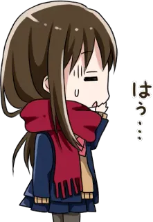 😥 はぅ。。。 animé, fille, mignon, gênée, japonais whatsapp sticker