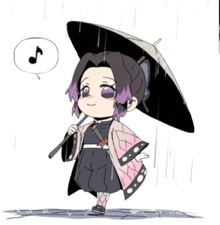 🎵 Shinobu Kocho Demon Slayer Anime, Demon Slayer, Shinobu Kocho, Parapluie, Chibi telegram sticker