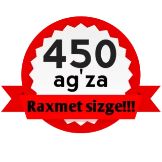 😛 450 ag'za
Raxmet sizge!!! telegram sticker