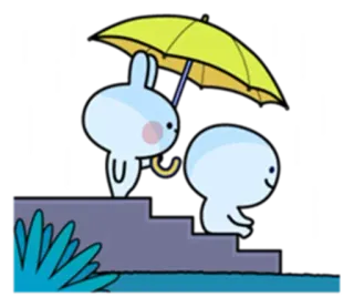 ☔️ cartoon, cute, rain, umbrella, friendship, stairs, kindness telegram sticker