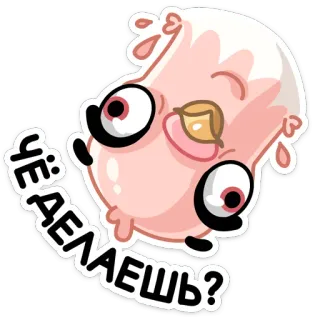❓ ЧЕ ДЕЛАЕШЬ? kartun, emoji, karakter, pertanyaan telegram sticker