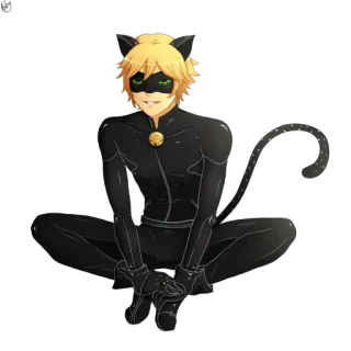 👿 Chat Noir Miraculous: Tales of Ladybug & Cat Noir Chat Noir, Miraculous Ladybug, anime, cartone animato, gatto, supereroe telegram sticker