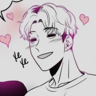 🥰 hehe อนิเมะ, มังงะ, น่ารัก, หัวใจ, ผู้ชาย, เด็กผู้ชาย telegram sticker