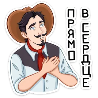 💘 ПРАМО ВЛЕРЕИЕ homme, cowboy, chapeau, moustache, geste, dessin animé telegram sticker