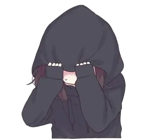 ☺️ Anime, Hoodie, Traurig, Kawaii, Weinend whatsapp sticker