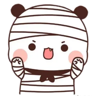 🍼 Panda, Emballé, Dessin animé, Mignon, Bandages, Animal, Blessure telegram sticker