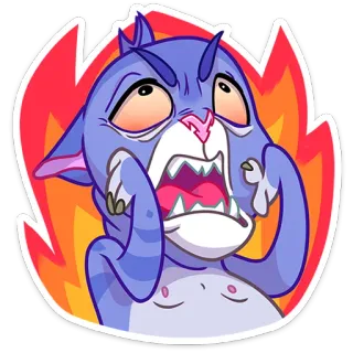😡 gatto, arrabbiato, rabbia, mostro, cartone animato, emozione, illustrazione telegram sticker