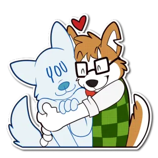 ❤ YOU Furry, Abrazo, Amor, Dibujos animados, Amistad, Lindo telegram sticker