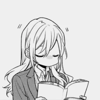 🗞 อนิเมะ, มังงะ, ผู้หญิง, อ่านหนังสือ, ชุดนักเรียน, คาวาอิ telegram sticker