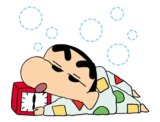 😴 Shin-chan Crayon Shin-chan Anime, Dibujos animados, Somnoliento, Despertador, Shin-chan telegram sticker