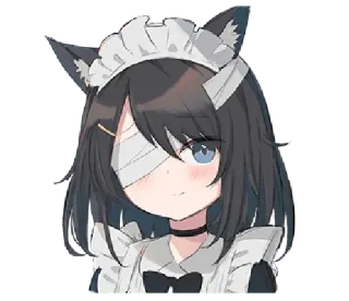 🙂 Anime, Katmeisje, Maid, Verband, Meisje, Anime stijl, Schattig telegram sticker