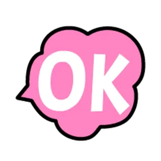 🆗 OK ok, setuju, persetujuan, merah muda, gelembung ucapan telegram sticker