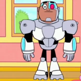 😐 Cyborg Teen Titans Go! cartone animato, supereroe, robot, adolescente, titano telegram sticker