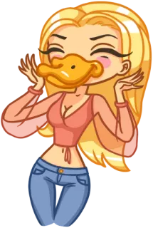 🐥 Cartoon, Ente, Frau, Aufkleber, Süß telegram sticker